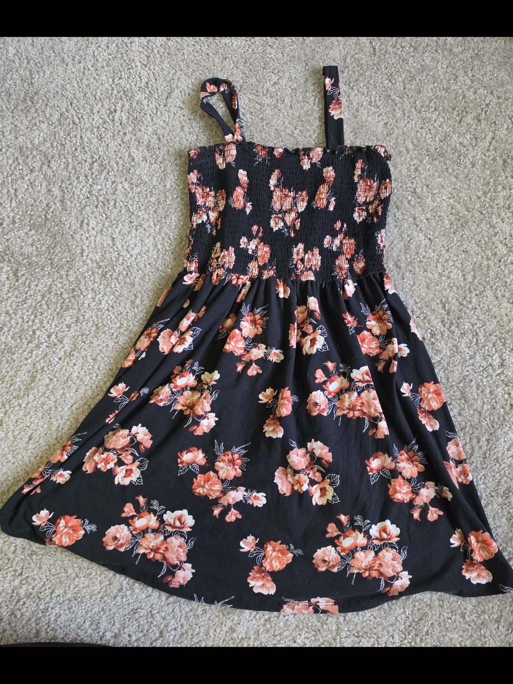 Justify Black Sundress with Pink and Orange Floral Print